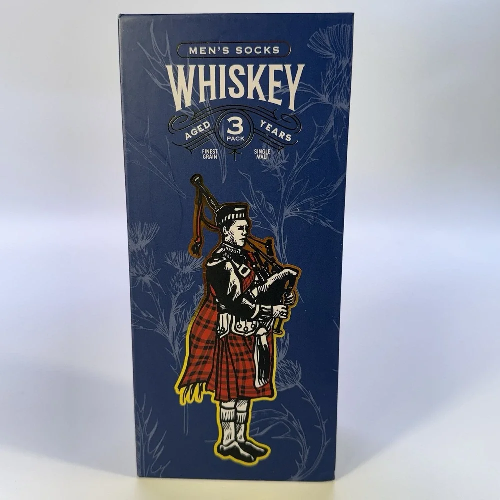 Whiskey Socks 3 Pairs Men's Crew Socks Size 8-12 NIB Black Blue Red‎ New